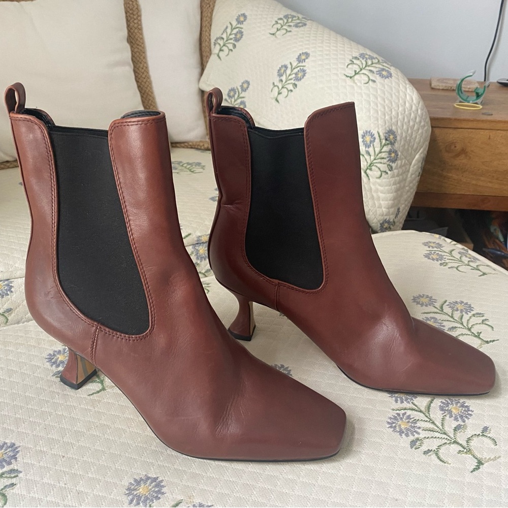 Sam Edelman Brown Genuine Leather Ankle Boots, Size 9